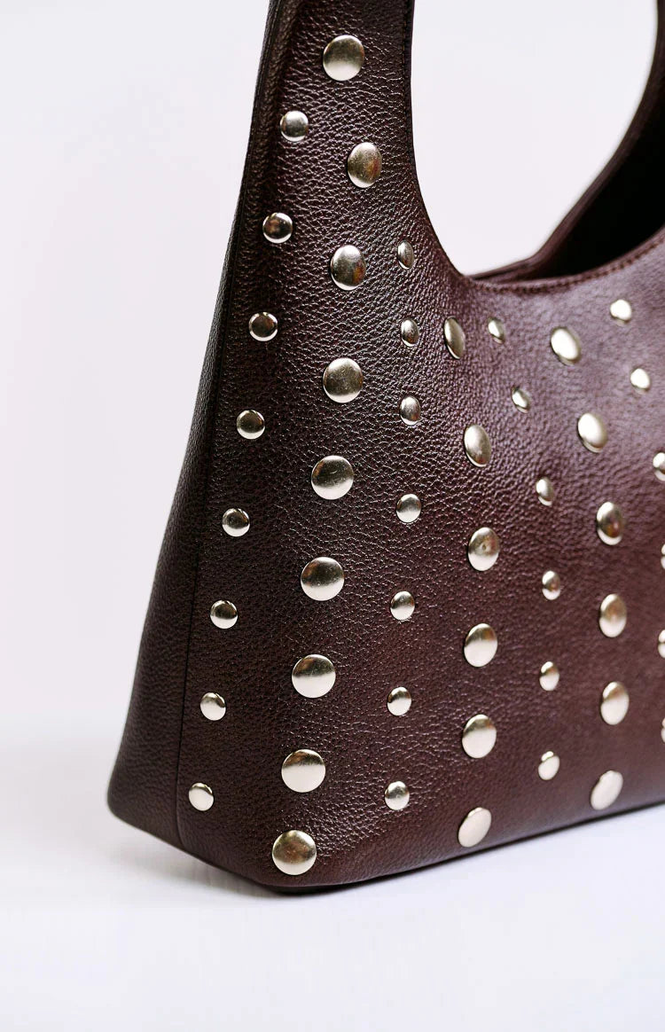 Peta & Jain Jenni Chocolate Pebbled Studded PU Bag