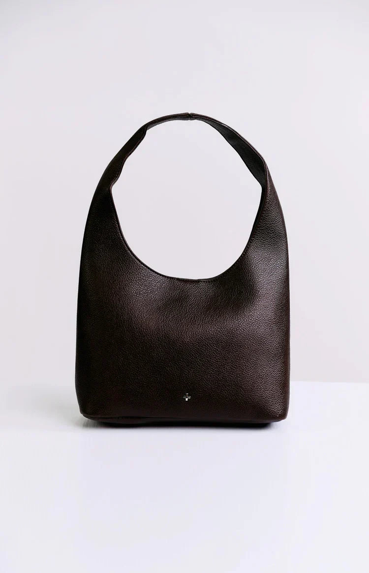 Peta & Jain Jenni Chocolate Pebbled Studded PU Bag