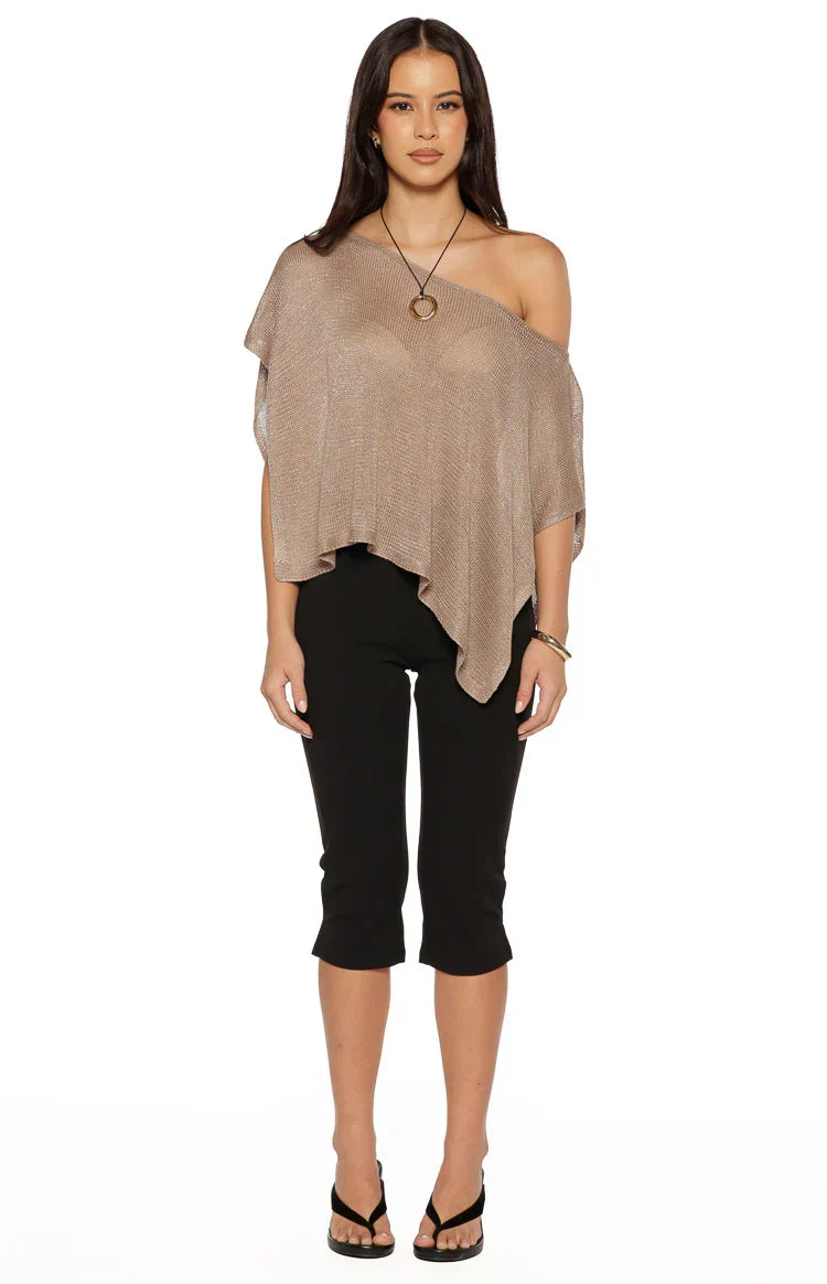 Pipa Metallic Knit Poncho