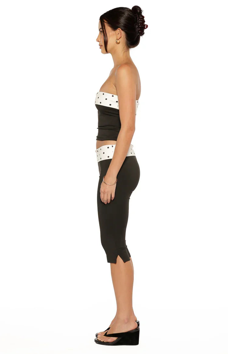 Reece Black Polka Dot Band Capris