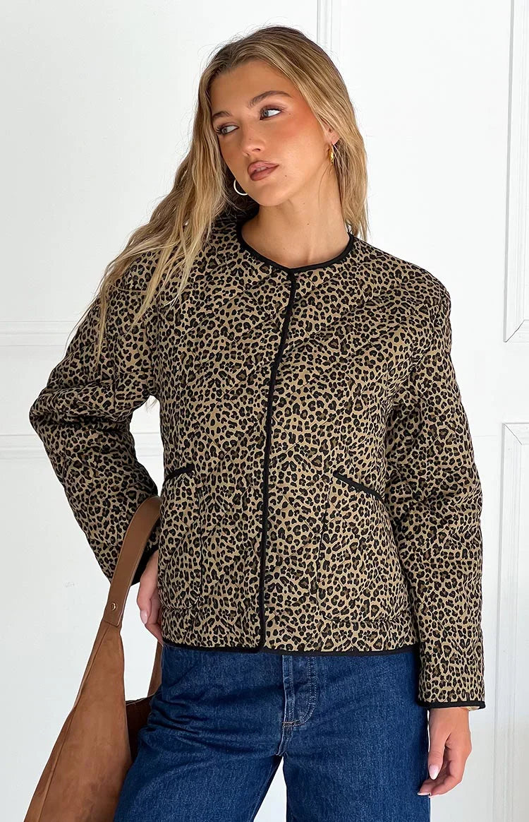 Robbie Leopard Print Quilted Jacket