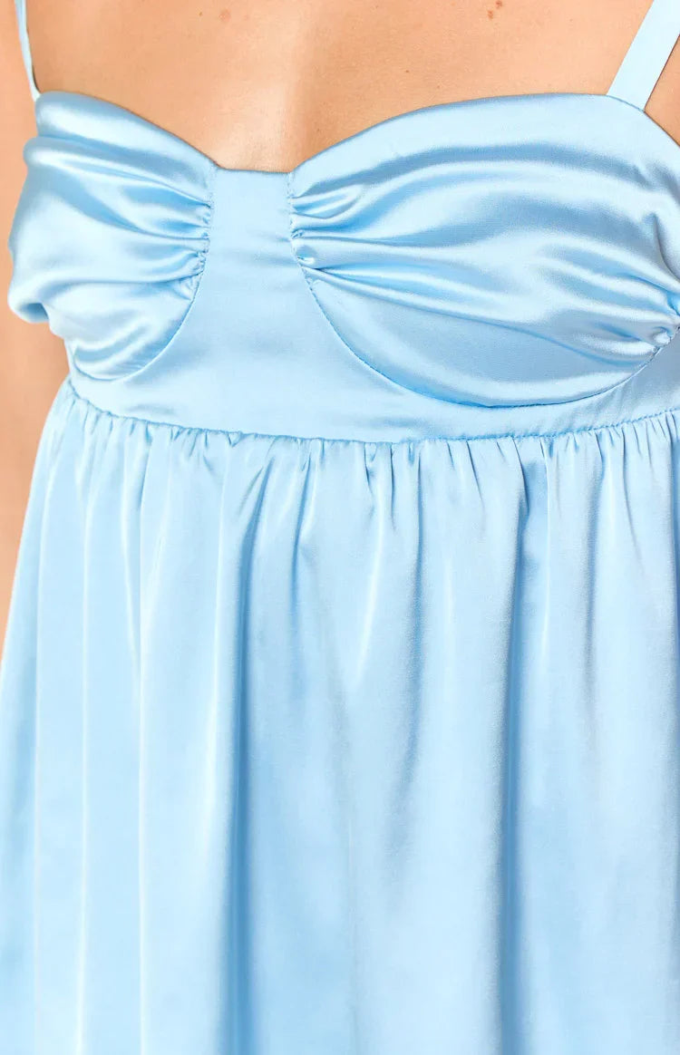 Sammie Blue Satin Mini Dress