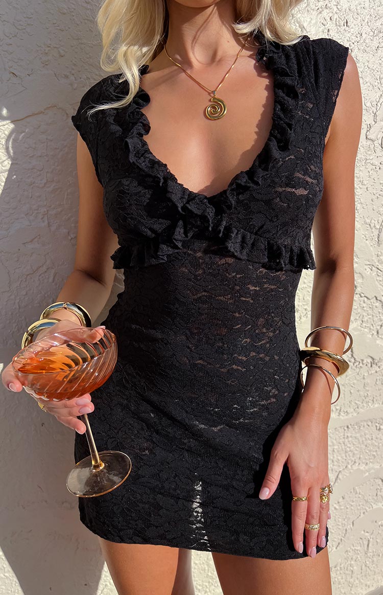 Sassie Black Lace Mini Dress