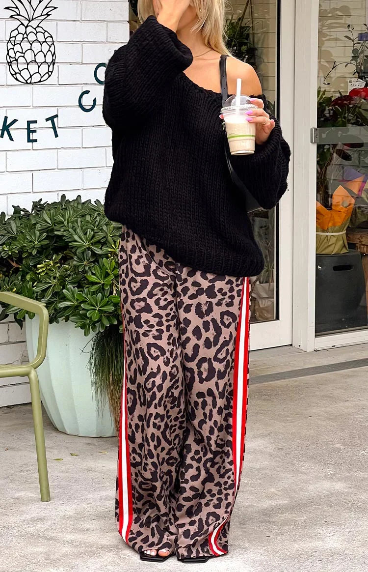 Sharly Leopard Red Racer Stripe Pants