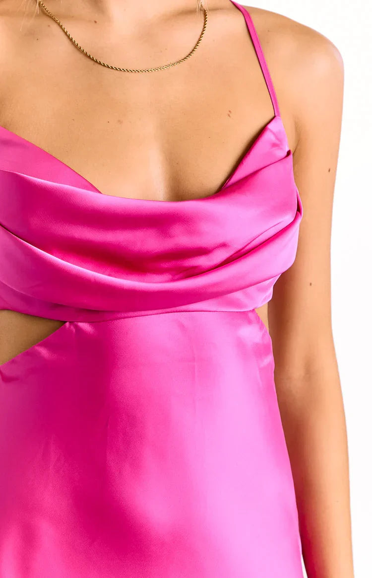 Spears Hot Pink Cut Out Party Mini Dress