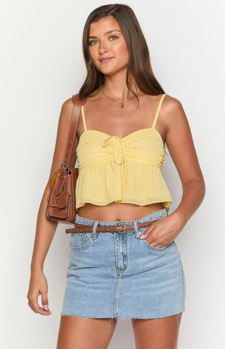Zyra Yellow Crop Top