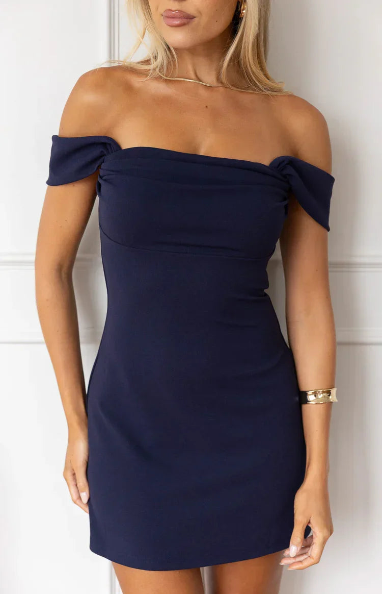 Zoella Navy Off The Shoulder Crepe Mini Dress