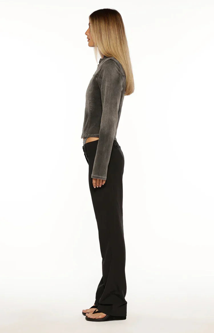 Corey Black Washed Denim Biker Jacket