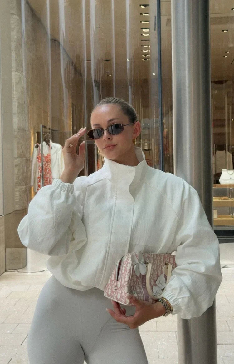 Enya Cream Funnel Neck Sports Jacket