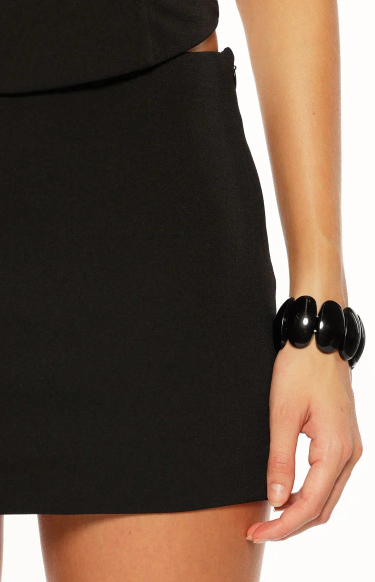 Perla Black Low Waisted Mini Skirt